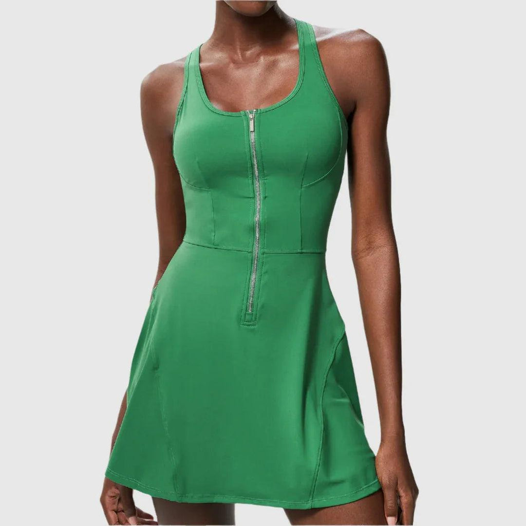 Athletic Tank Dress with Front Zip