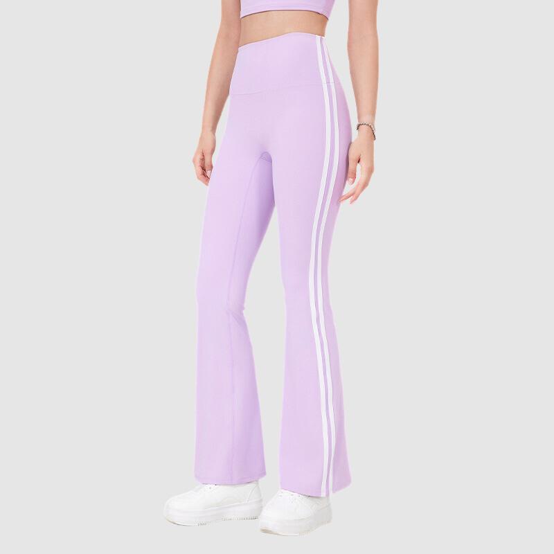 Flared Yoga Pants with Side Stripes